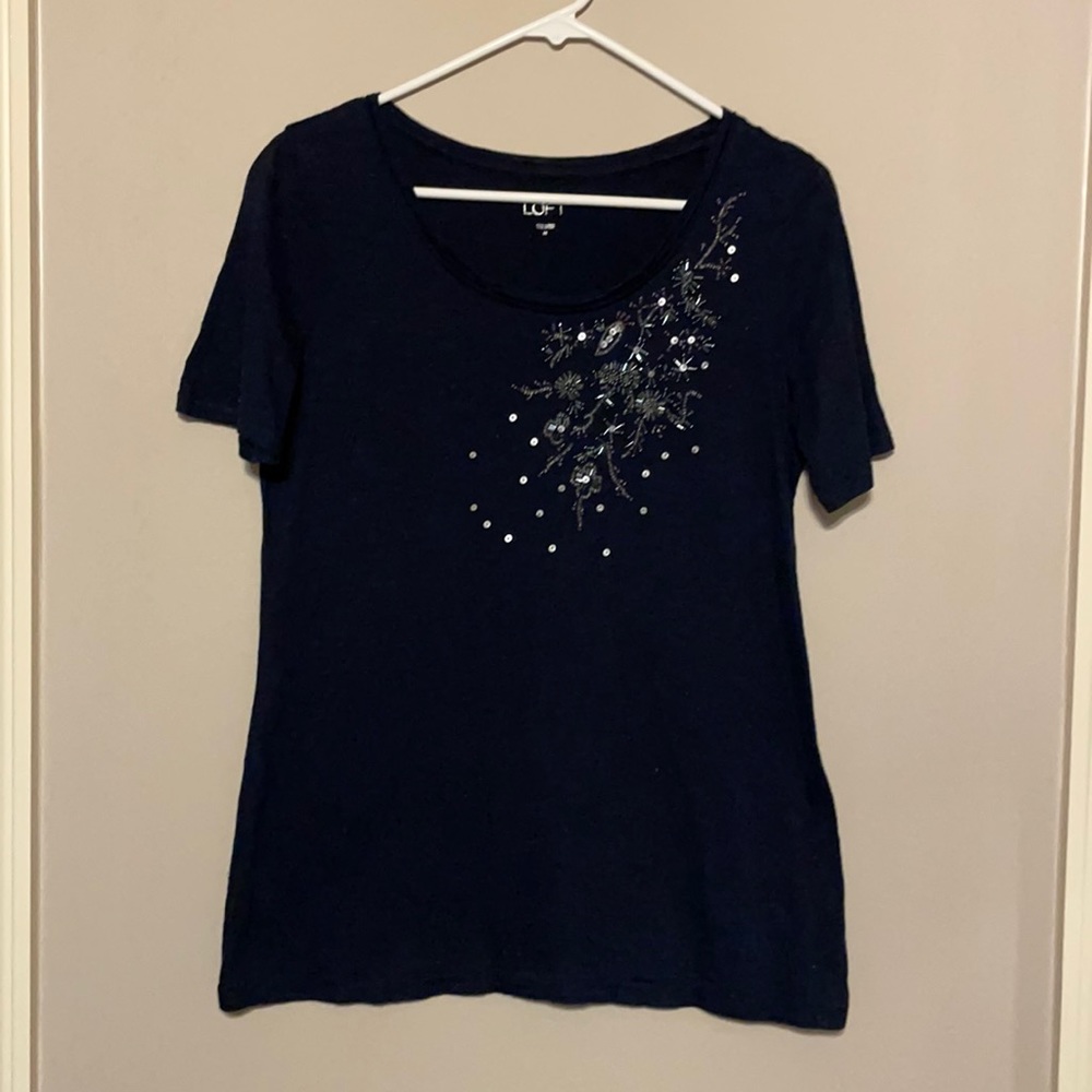 Navy shirt with beaded detail